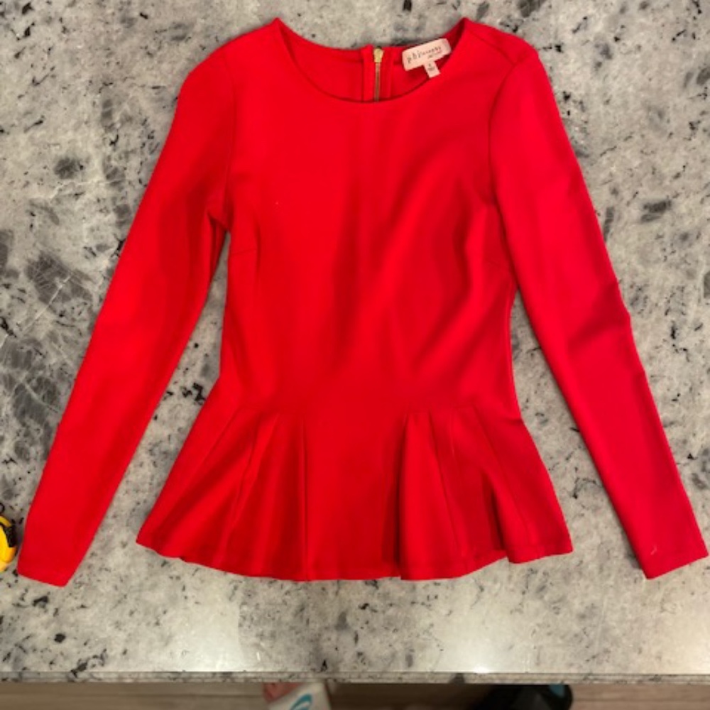 Red Philosophy Peplum Shirt